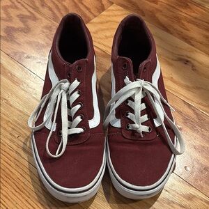 Vans Burgundy and White Sneakers